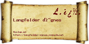 Langfelder Ágnes névjegykártya